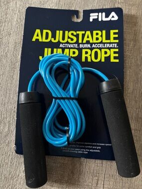 FILA Blue Cable Jump Rope with Black Foam Handles-new